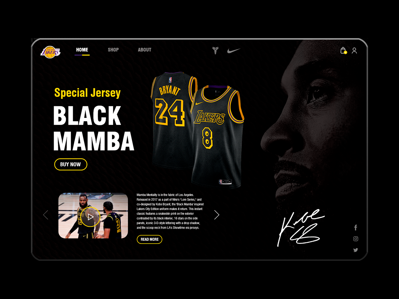 Website Concept Lakers Black Mamba by Silvio Cuzziol on Dribbble