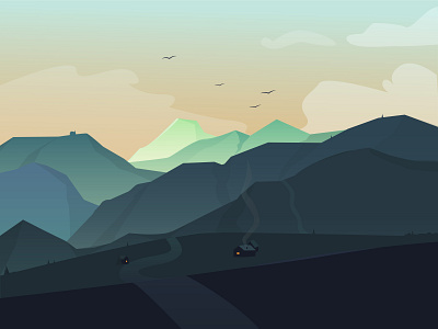 Гори illustration illustrator mountains sunset vector гори