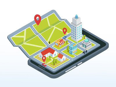 City on the phone city design house illustration illustrator isometric isometric art isometric design isometric illustration isometry phone town vector village