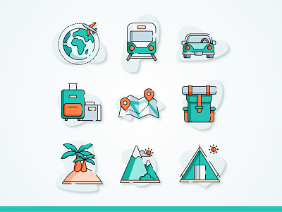 Travel icons set design icon icon design icon set icons illustration illustrator travel traveling vector