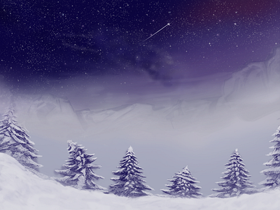 Christmas christmas cold mountain painting snow star winter