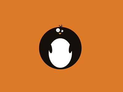 Penguin blackwhite creative funny funny penguin icon logo orange penguin