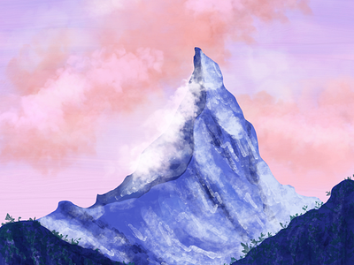 Purple snowy mountains