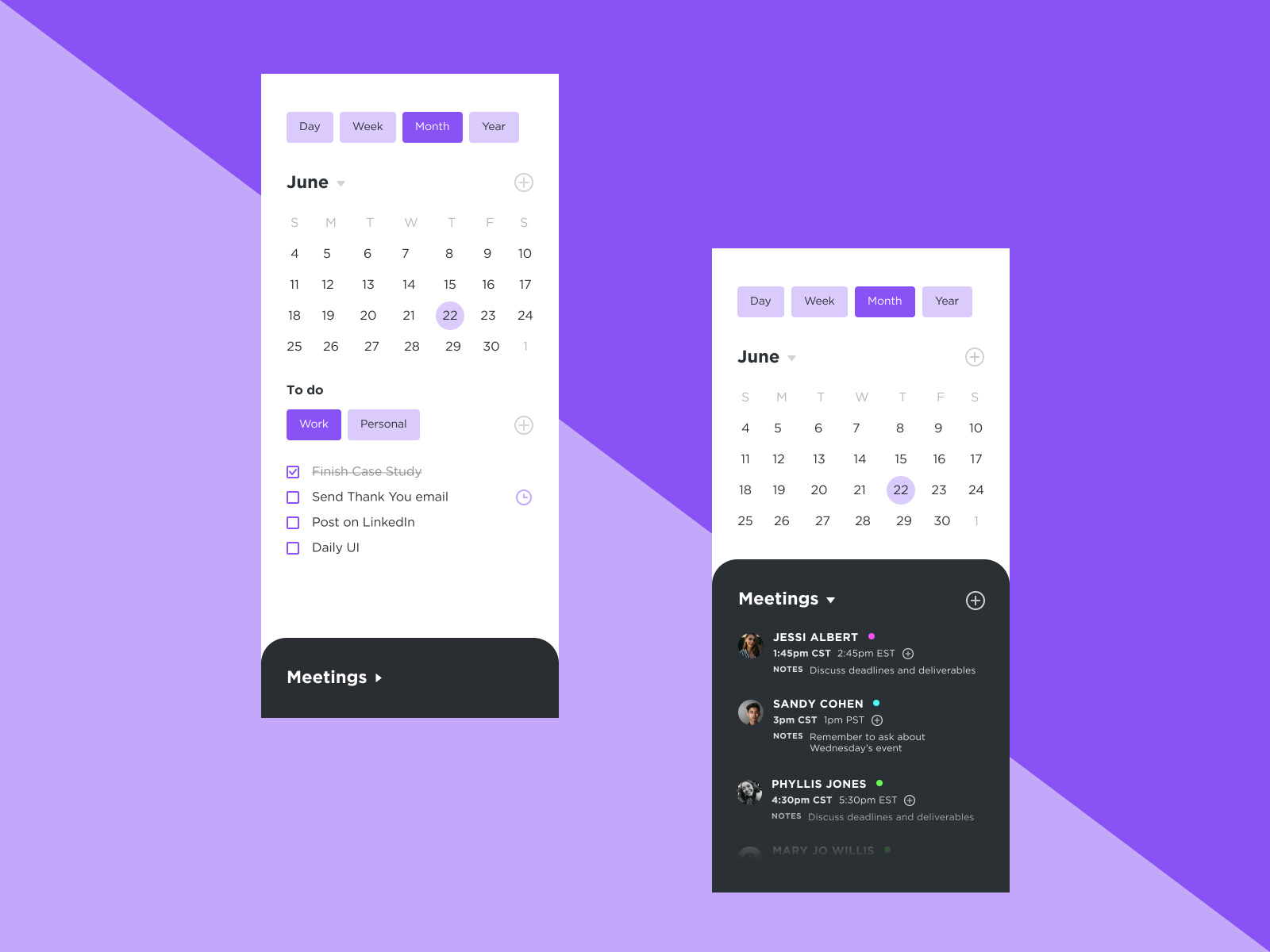 Calendar, Daily UI 038 by Sara Finkle on Dribbble