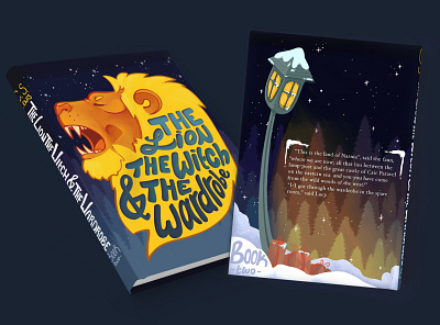 Book 2 The Lion Witch and the Wardrobe Redesign book cover design book redesign brand design cover design illustration illustrator narnia redesign typography