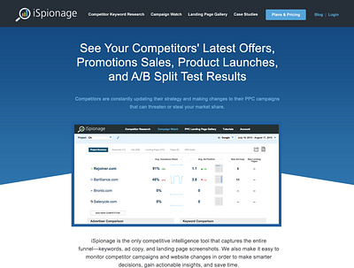 iSpionage New Site Proposal marketing site product design