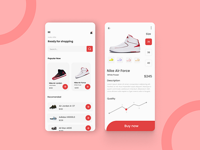 Shose Store App Design app design mobile red shose store ui uidesign uiux uiux design uiux designer uiuxdesigner