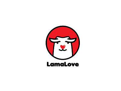 Lama Love animal boldflower funny heart lama logo love red