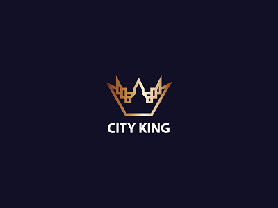 City King boldflower buildings city crown king logo