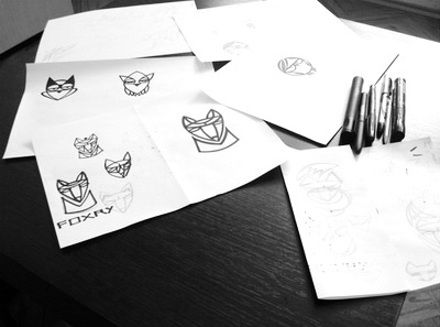 Works in progress! boldflower design drawing foxet logo owio owlox smarty