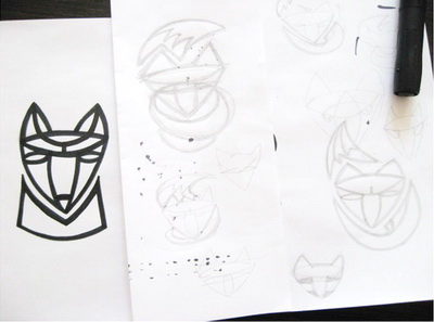 Works in progress! boldflower design fox foxet logo pen