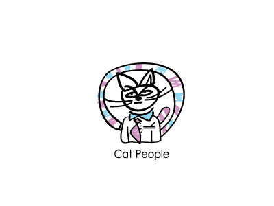 Cat People blue boldflower business cat logo people pink tie