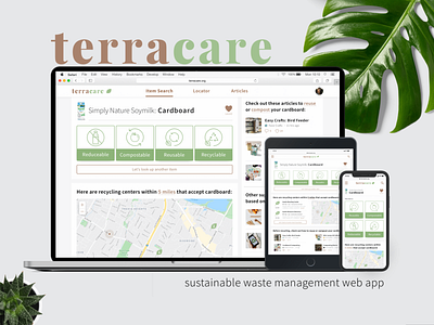 TerraCare app branding design earth green logo planet recycling typography ui