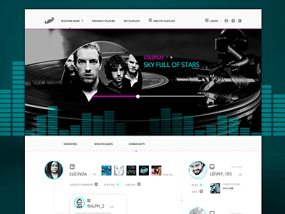 Music Site flat home page icons minimalizm music music player player simple ui ux web wesite