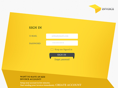 Ezzy Invoice Sign In app branding concept design graphic design illustration theme ui vector yellow