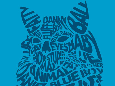 Blue Bear Cat Illustration (close up) illustration poster prints typography