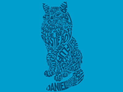 Blue Bear Cat Illustration in full illustration poster prints typography