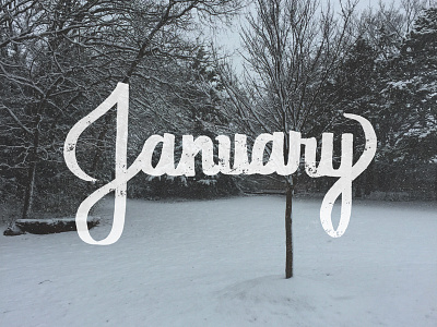 January Script brush hand lettered january lettering scripts snow type typography