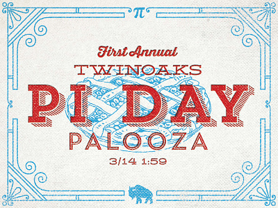 Pi Day Palooza grunge letterpress overprint pi pi day pie texture twinoaks typography vintage