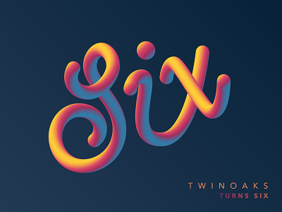TWINOAKS turns Six gradient illustrator lettering rainbow script six twinoaks type vector