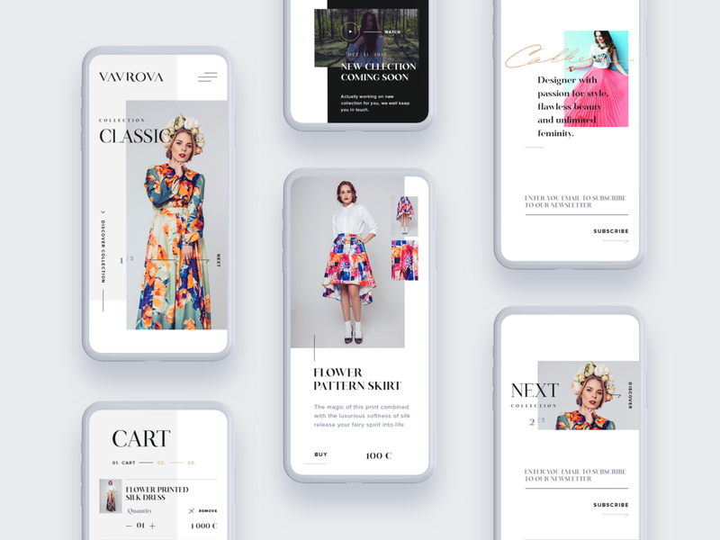 Vavrova ⏤ Web Mobile clean dresses ecommerce fashion fashion design minimal mobile modeling modern web web design webdesign website website design