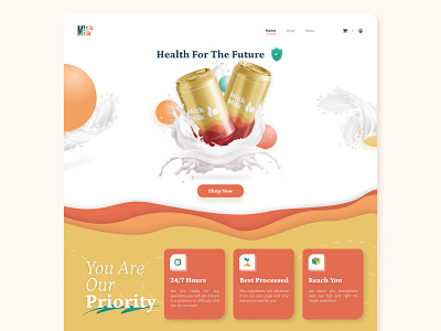MickMilk Home Page - Exploration clean design designer drink dunk exploration food home page milk mobile apps modern new orange squishy ui ui design ui designer uiux designer user interface website