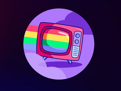 Colors in old television change clouds colorful colors colours design digital illustration invention media minimal old rainbow screen television transformation tv