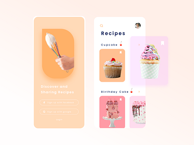 Cake Recipe App Design | dicover and sharing cake cupcake discover figma recipe sharing ui