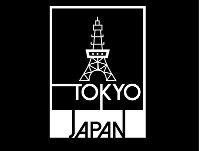tokyo Japan Logo black app design flat icon illustration logo minimal vector web