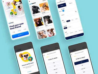 PetSearch 2023 animals aplications best cat clean colors desktop dog find finder graphic design mobile pets petsearch search ui ux visual design web