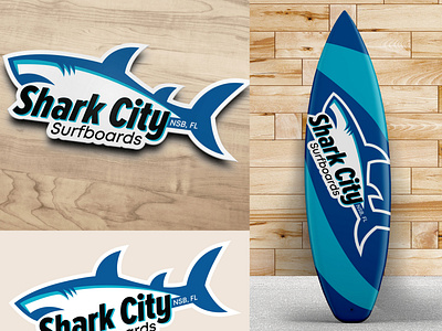 Shark City Surfboards Logo Sticker Graphic Design