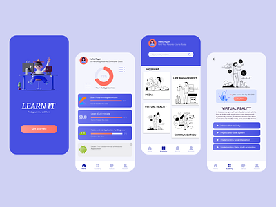 Online Learning Application figma illustration learning app mobile app design mobile ui ui uidesign ux uxdesign