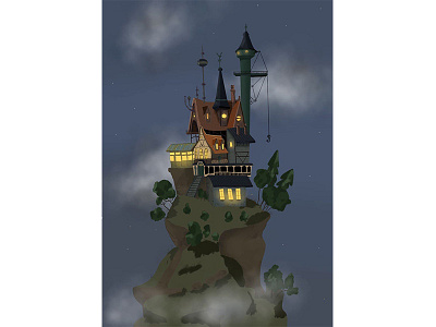 Castle ai art castle digitalart house illustraion illustrator night procreate