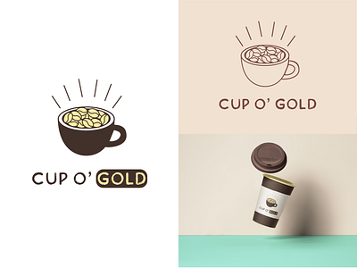 Cup O' Gold - Coffee Shop Logo branding coffee coffee cup coffee shop daily logo challenge dailylogochallenge design graphic design inspiration logo