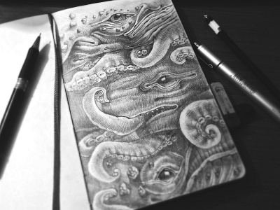 Whales vs Squids drawing hunting ocean sketch sketchbook squids whale