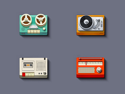 Simple Music Icons flat icon icons illustration player radio recorder simple turntable vintage