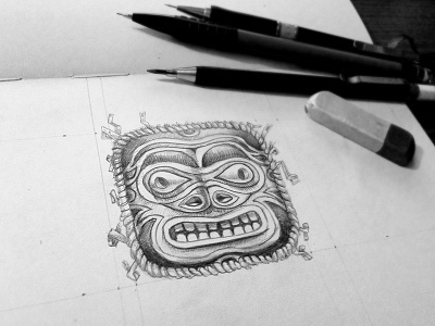 Kwakwakawakw icon mask native american pencil sketch