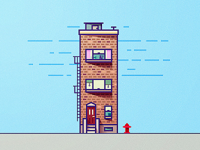 House brick building house icon illustration vector windows