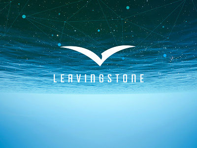 Leavingstone bird logo negative ocean sea seagull simple space stars