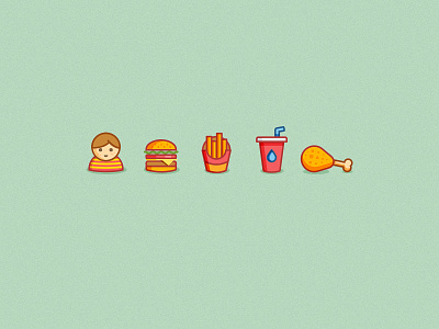 Foood burger chicken coke food fries icon icons kid minimal simple