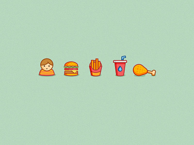 Foood burger chicken coke food fries icon icons kid minimal simple