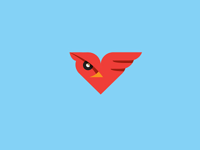 Carrrdinal bird cardinal flat heart illustration logo mark
