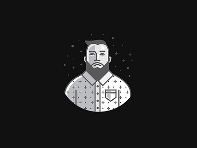 Black & White avatar illustration portrait selfie shirt stars