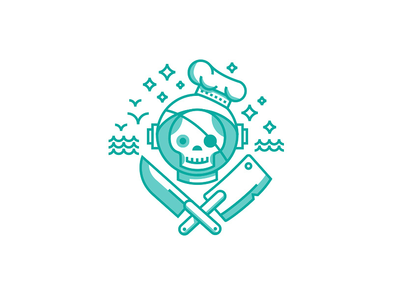 Chief Cook skull stars sea knife cook rum flag pattern icon helmet space pirate