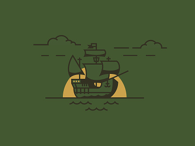 Ship columbus custom discovery illustration line ship