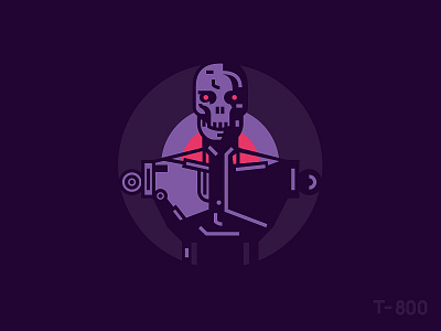 T - 800 illustration line movie skull terminator