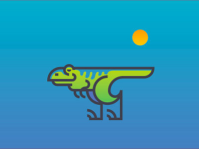 Raptor dinosaur illustration raptor reptile sunset