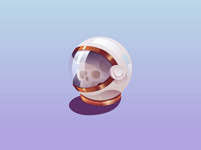 Spaceman gold head illustration reflection simple skull