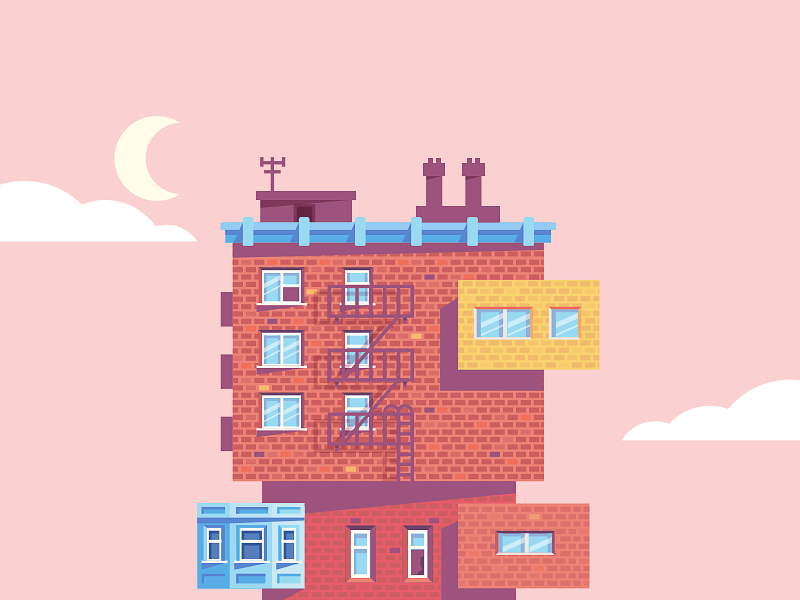 Urbanium 2 nick kumbari clouds sky stairs window city illustration building house home