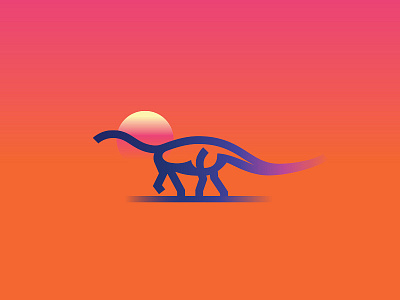 Diplodocus dinosaur gradient illustration line simple sunset